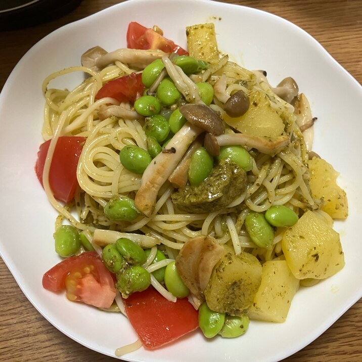夏の彩り冷製パスタ